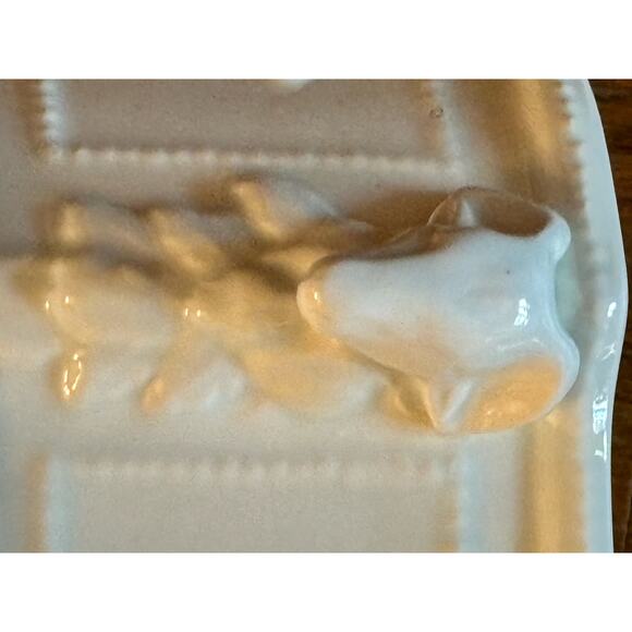 1950’s White Porcelain Cache Pot, Tray  from Alcora with Rams Decoration Rare - Picture 15 of 16